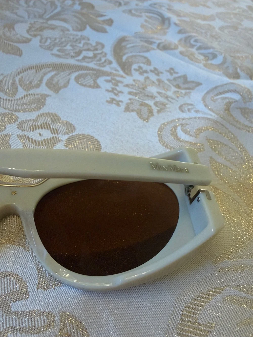 MaxMara White Frame Sunglasses with Brown Lenses